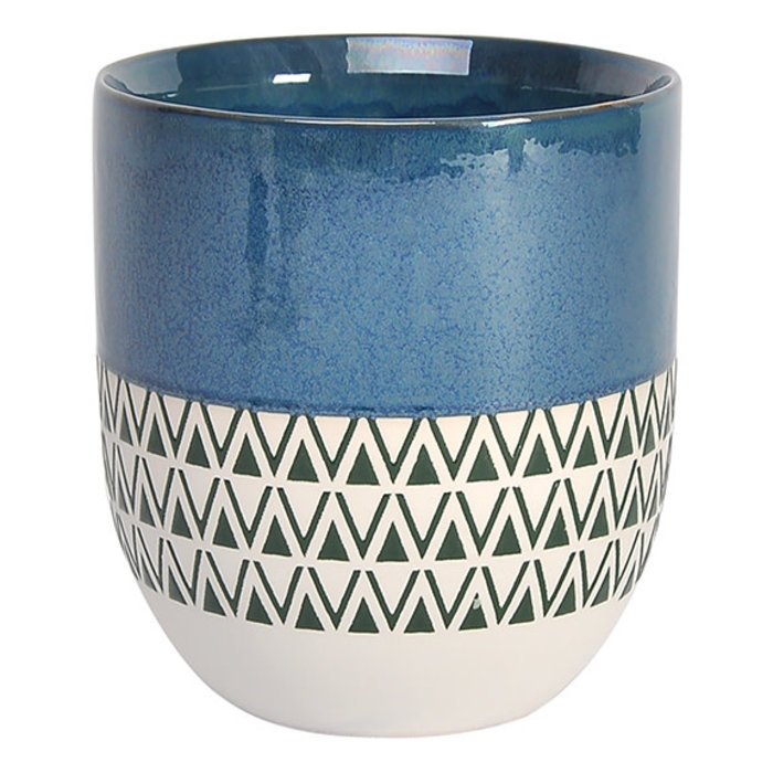 Pot Inca Egg w/Color Band Lrg 6.5x7 Space Blue