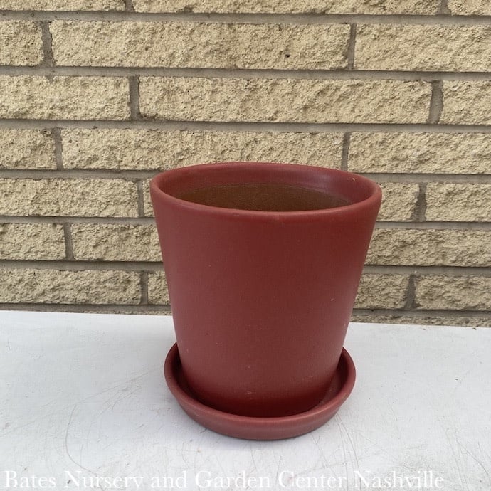 Pot Nikki Planter Taper w/att Saucer Lrg 7x7 Coral