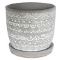 Pot Stara Etched w/att Saucer Med 5.5x5.5 Gray