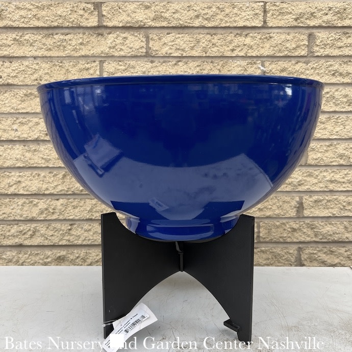 Pot/Bowl Norma I Solaria Planter French Blue 16x8 Lt Wt & Solid Black Metal Stand13h