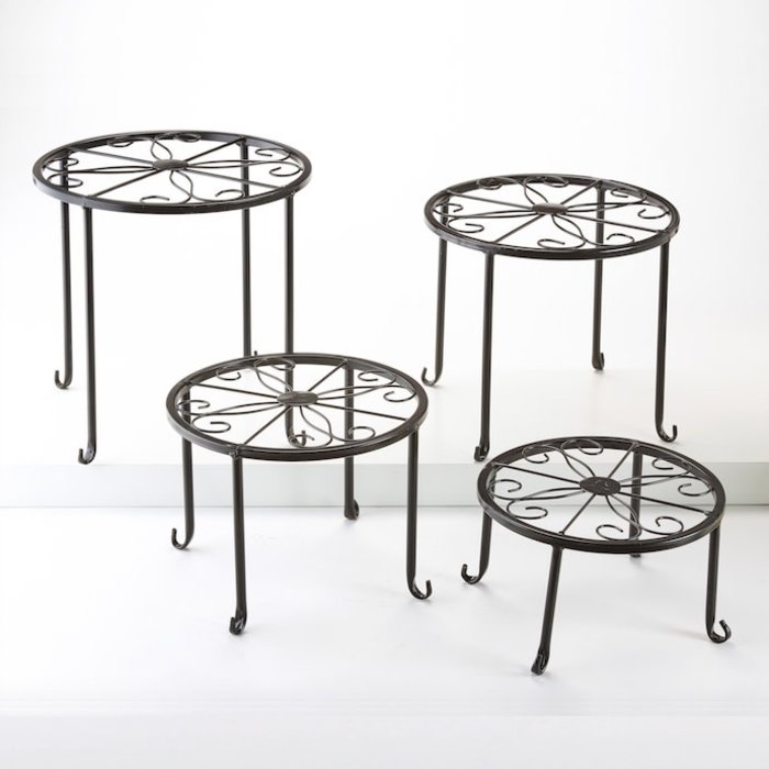 Plant Stand w/Curved Feet Nestable Lrg 11x10 Black Metal