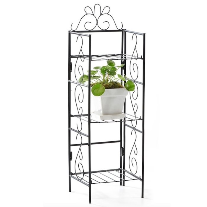 Plant Stand/Shelf 3-Tier w/Scrollwork 14x12x43 Black Metal