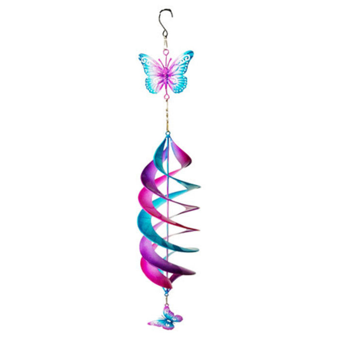 Hanging Spinner Long Cosmix Spiral w/Butterfly Topper31" Metal