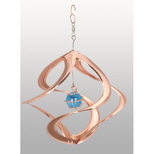 Hanging Spinner Cosmix w/Single Planet 11"Copper Plated Metal