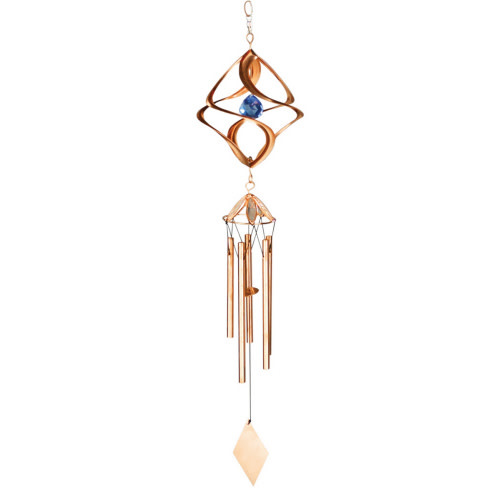 Wind Chime Cosmix Blue Copper Plated 25" Metal/Crystal