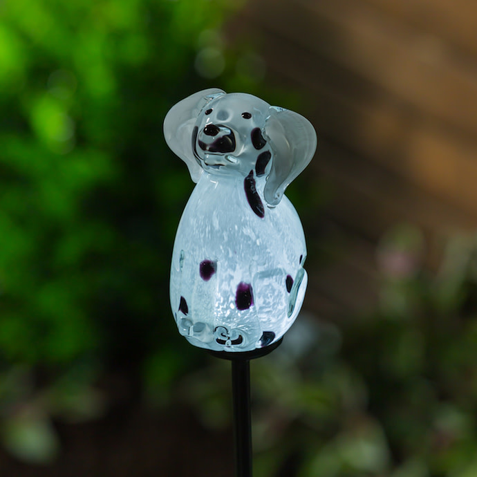 Garden Stake Solar Art Glass Dog 22.5"