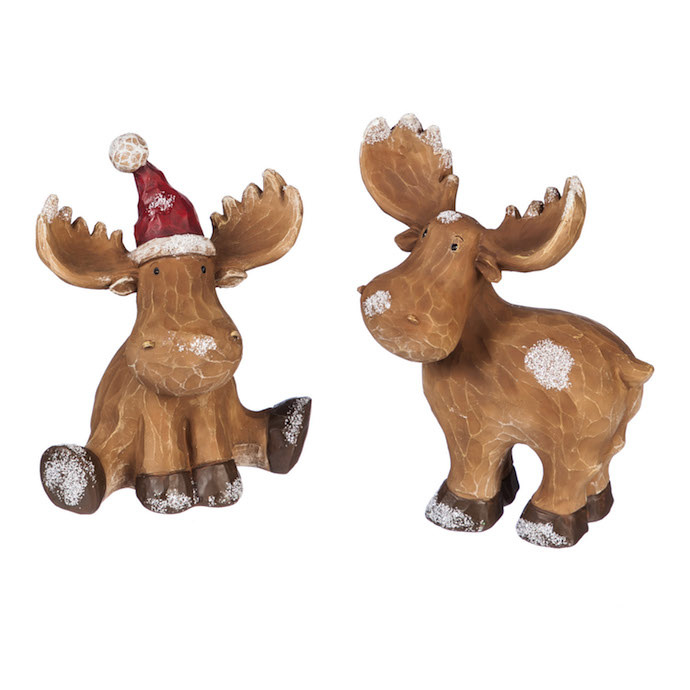 Christmas/Winter Reindeer/Moose Table Top Decor Wood-Look 5x6h