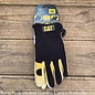CAT Gloves Men's Premium Deerskin /Padded Palm/Shirred Elastic Wrist Blk & Ylw Size 9