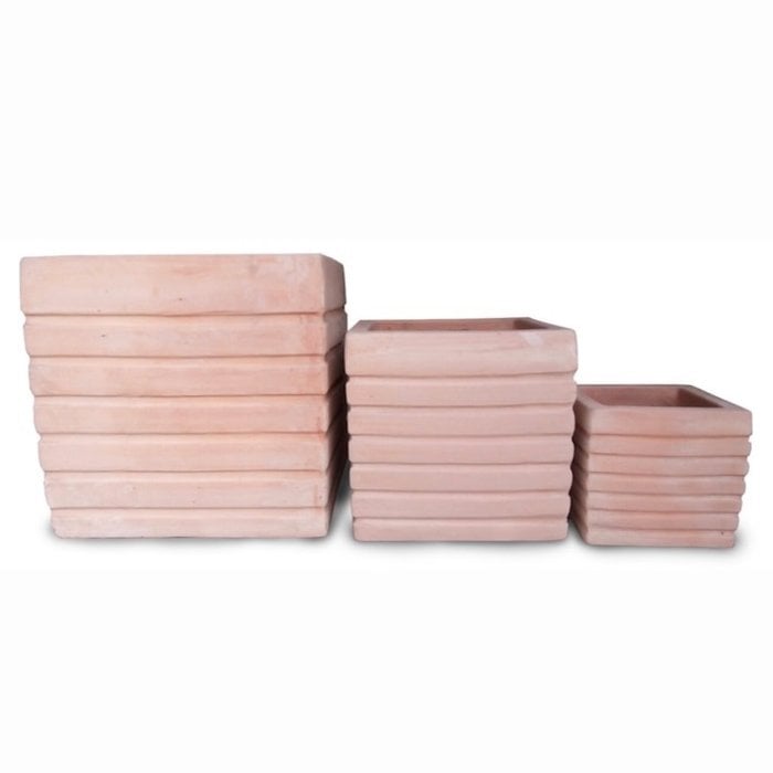 Pot Banded Cube Lrg 15x15 Antq Terracotta