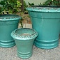 Pot Belvedere Flare w/Leaves Sml 12x12 White or Aqua