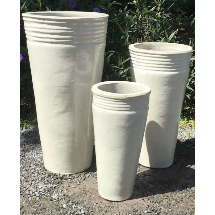 Pot Saskia Vase w/Lined Band Lrg 15x28 Asst