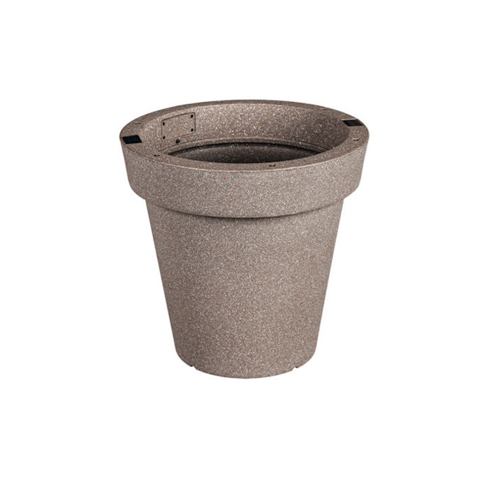 Pot Solar Lit Planter 16" Gray Plastic