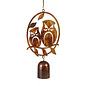 Wind Chime/Garden Bell Oval w/Owls on Branch 6x11 Rustic Metal