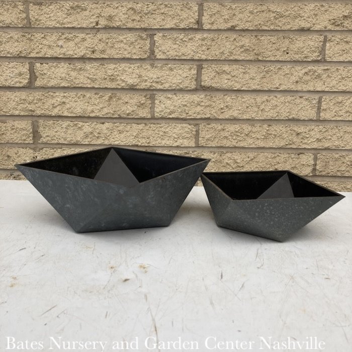 Pot HC 6" Deco Faceted Succulent Bowl Faux Concrete Lt Wt