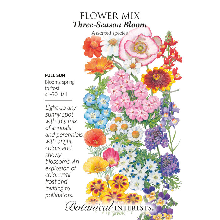 Seed Flwr Flower Mix Three Season/Fabulous Fireworks - Assorted species