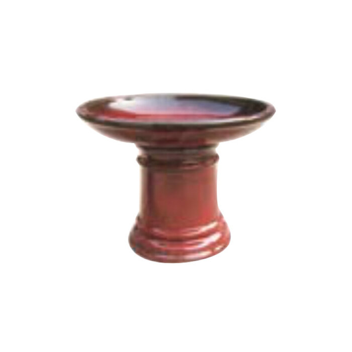 Birdbath Tabletop Glazed 12x9.75 Parisian Red