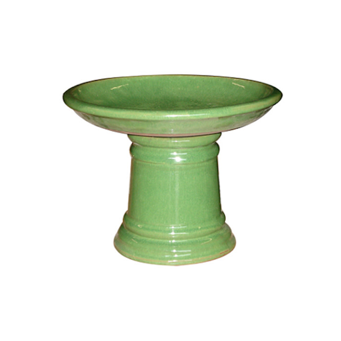 Birdbath Tabletop Glazed 12x9.75 Crackle Green