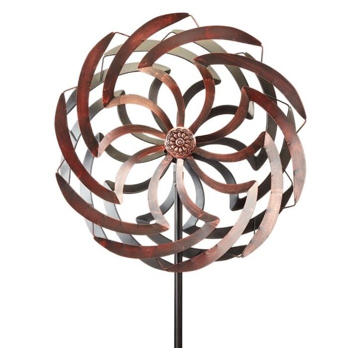 Wind Spinner / Stake Oversized Solar Flower Design Metal 70"h