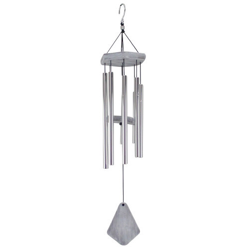 Wind Chime Tune Whitewashed Wood Sml 28" Metal/Wood