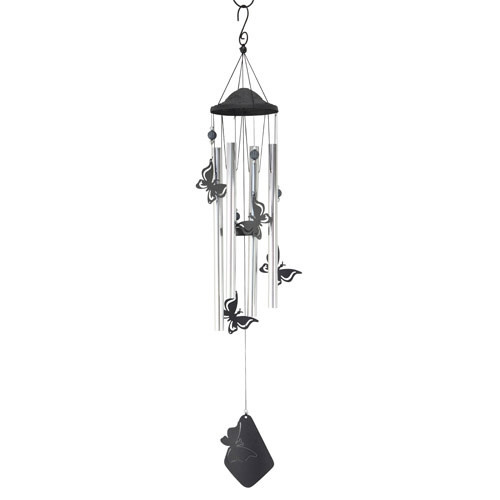 Wind Chime Silhouettes Butterflies 34" Metal