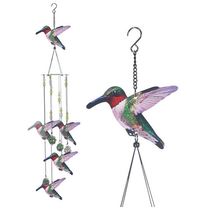 Chime/Mobile Spiral Hummingbird 23" Metal