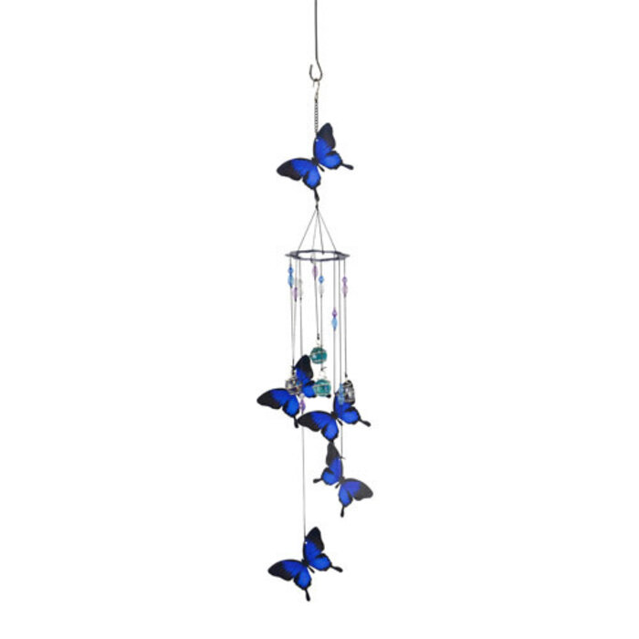 Chime/Mobile Spiral Butterflies - Blue 30" Metal