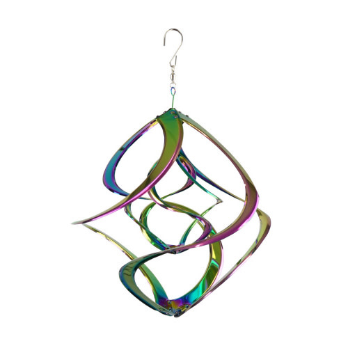 Hanging  Spinner Cosmix Double Rainbow Mirrored Iridescent 14"Stainless Steel