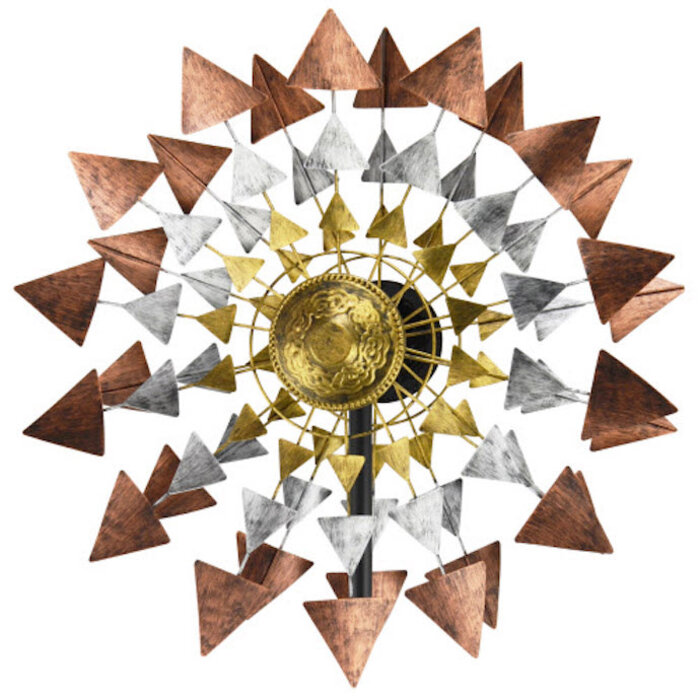 Garden Stake / Spinner w/Triangles Gold,Silver,Bronze 24x84  Metal