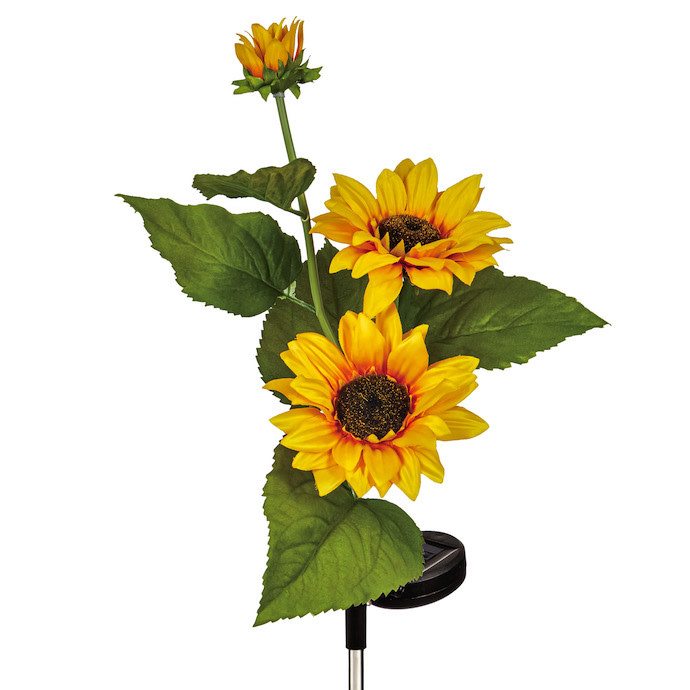 Garden Stake Triple Sunflower Solar 36"H