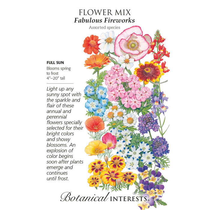 Seed Flower Mix Fabulous Fireworks/Three-Season Bloom - Assorted species - Lrg Pkt