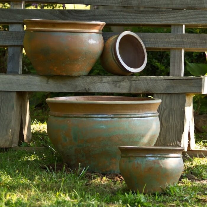 Pot Rustic Jar  w/Flared Rim Lrg 19x12 Rustic Green