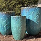 Pot Dragon Scallop Jar/Vase Med 17x22 Blue/Aqua