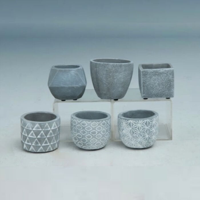 Pot Mini Pot 4" Asst Styles/Patterns Cement