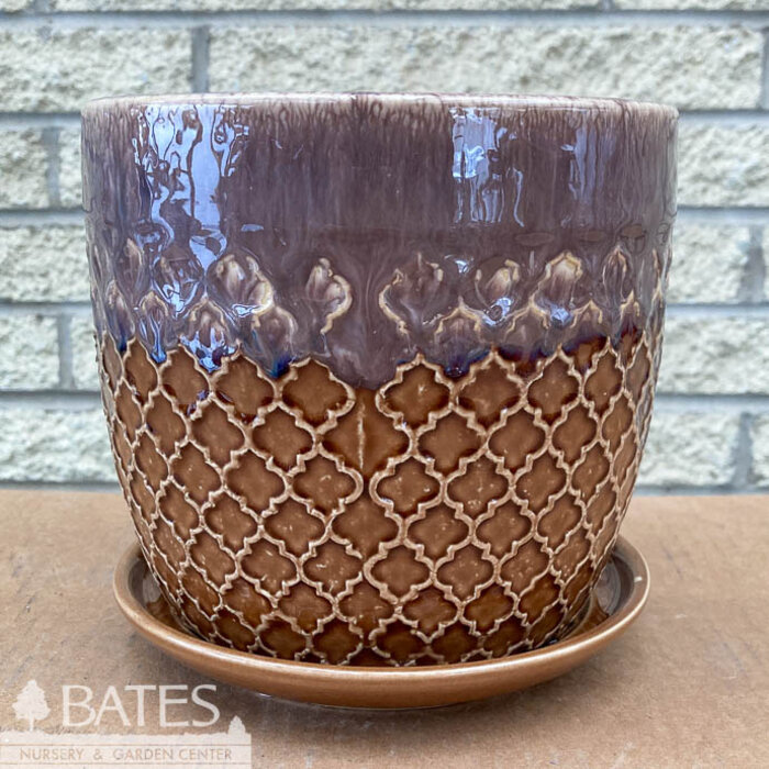 Pot Abra Ogee Quatrefoil Sml 6x6 Brown Drip