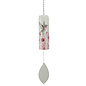 Wind Bell Chime Hummingbird & Flower White 27" Metal