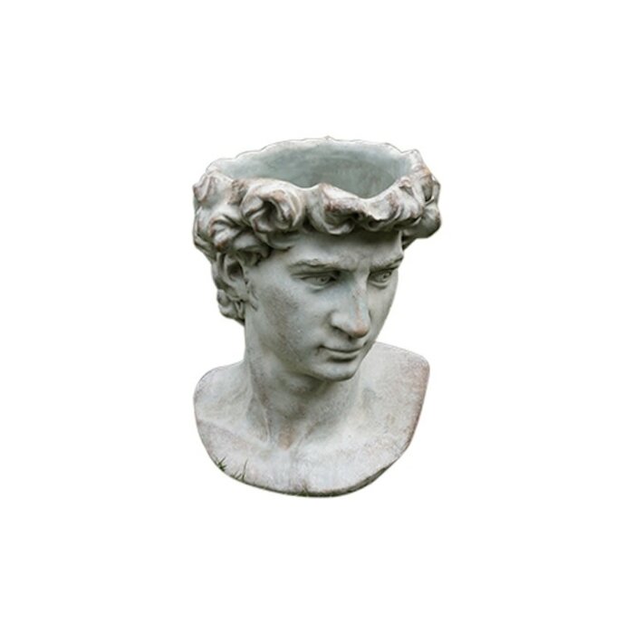 Pot/Statuary Adonis Planter Male Bust/Head  8x7x10.8 Cement