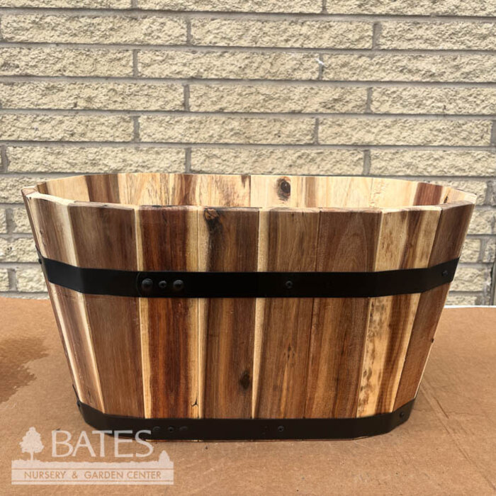 Pot Acacia Wood Oval Planter Lrg 18x10x9.5