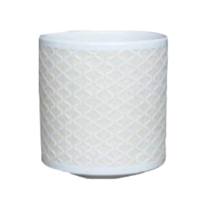 Pot Ariel Cylinder Diamond-like Texture Sml 6x6 White/Cream