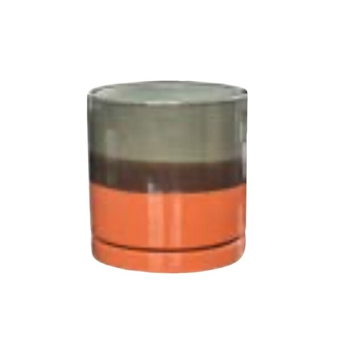 Pot Valko Cylinder Planter w/att Saucer 5x5 Gry.Brn.Org