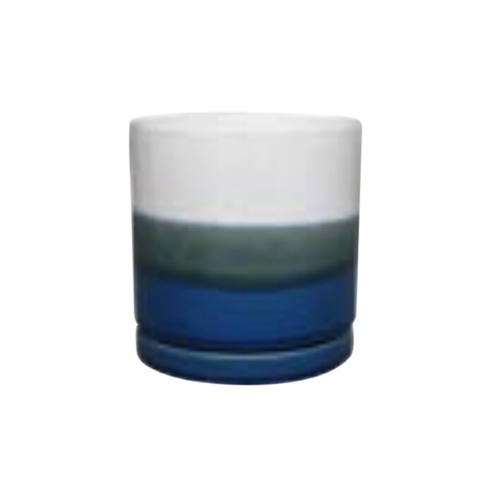 Pot Valko Cylinder Planter w/att Saucer 5x5 Wht.Gry.Blu