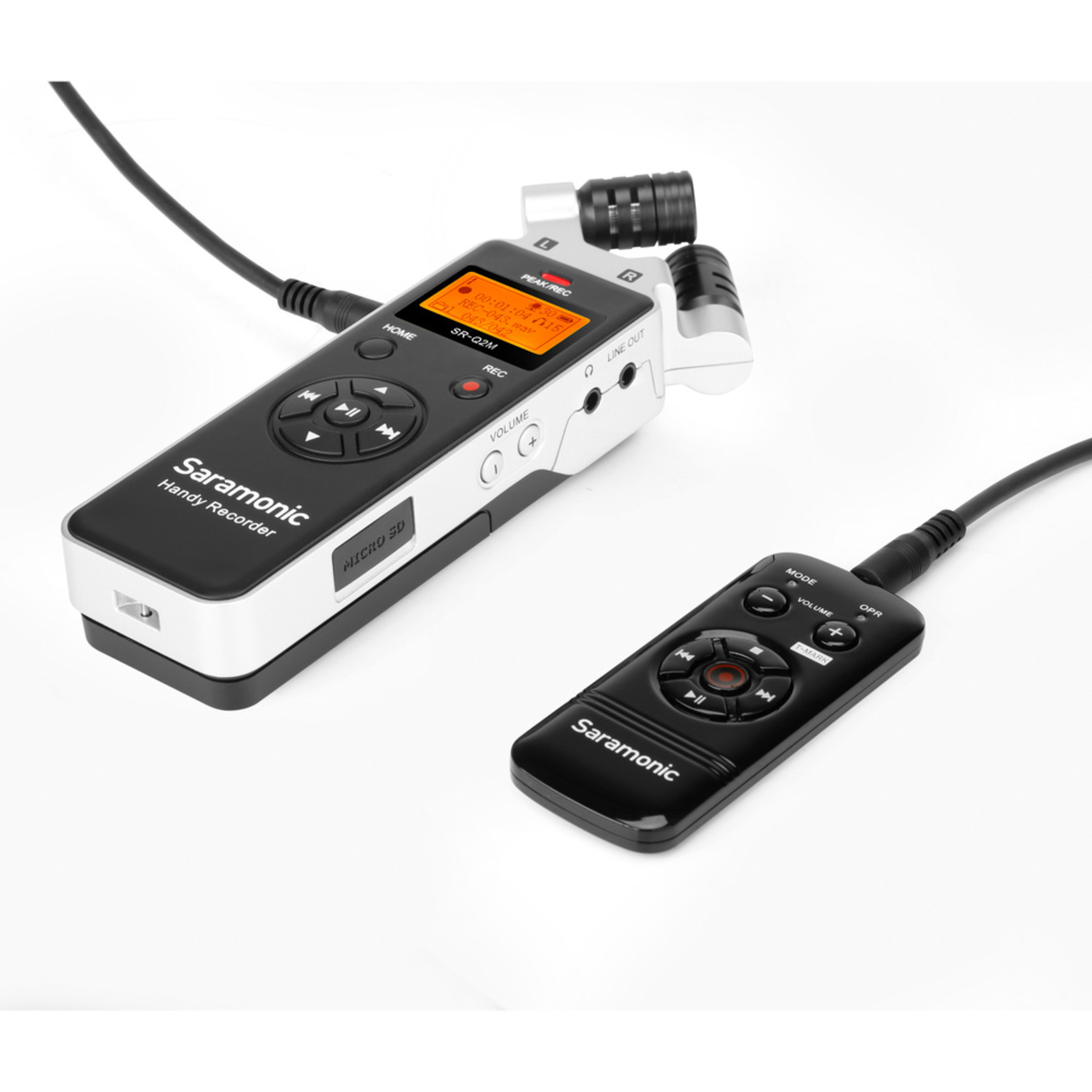 SARAMONIC Saramonic SR-Q2M Metal Handheld Audio Recorder w/Stereo X/Y Condenser Mics RC-X Remote Lavalier 8GB MicroSD Card Furry & Foam Windscreens Case & more