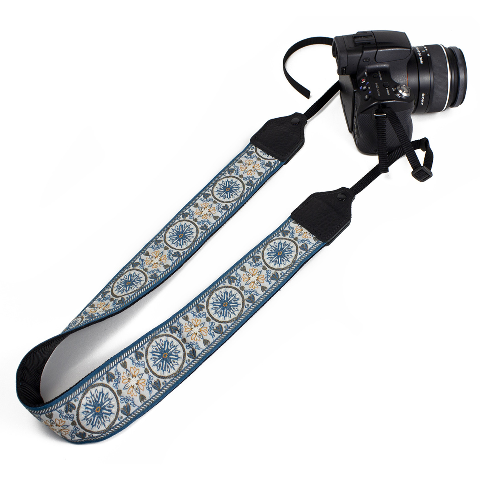 Perris Leathers Blue Floral Medallion Jacquard Camera Strap