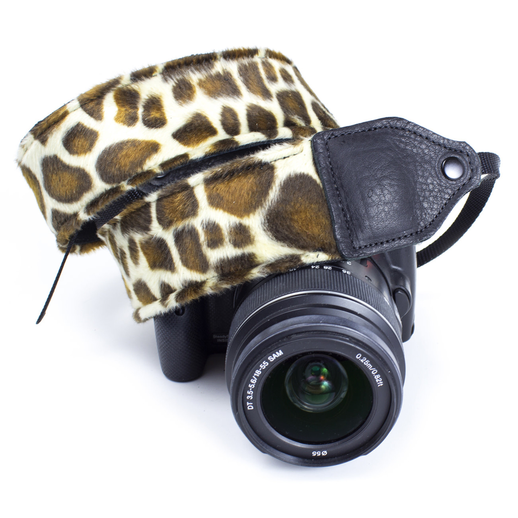 Perris Leathers Giraffe faux fur camera strap