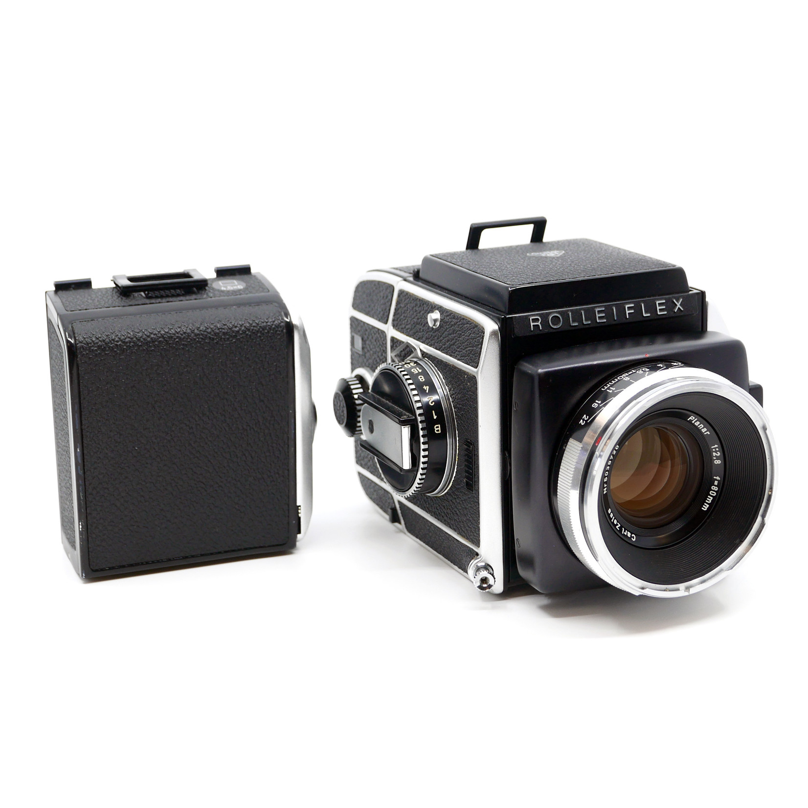 Rolleiflex SL66 w/80mm f/2.8, 6x6 film back, & 6x4.5 film back