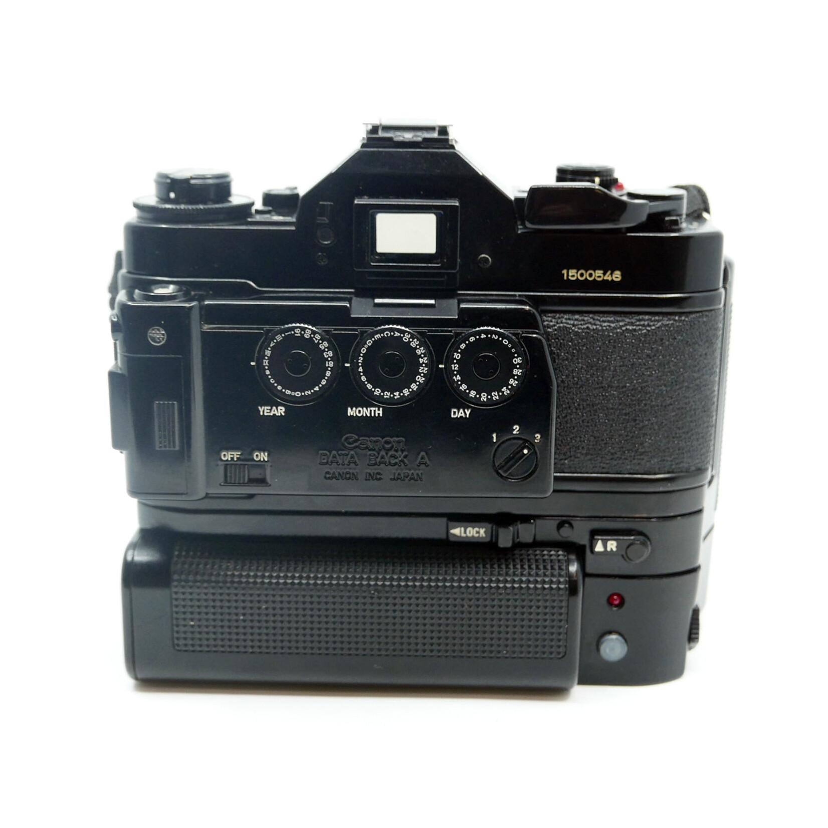 Canon A-1 w/50mm f/1.4, Motor Drive/Battery Pack, & Data Back (Used)