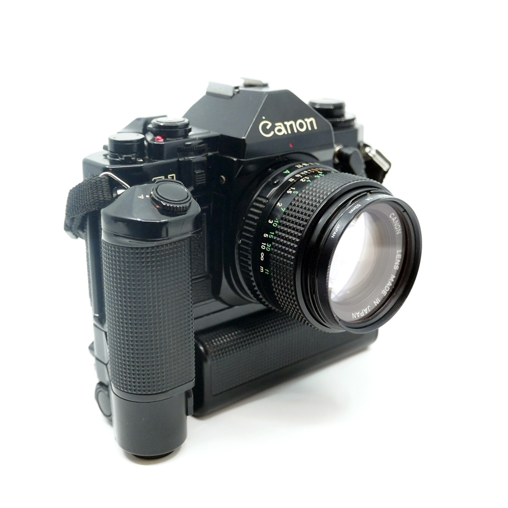 Canon A-1 w/50mm f/1.4, Motor Drive/Battery Pack, & Data Canon A-1 w/50mm f/1.4, Motor Drive/Battery Pack, & Data