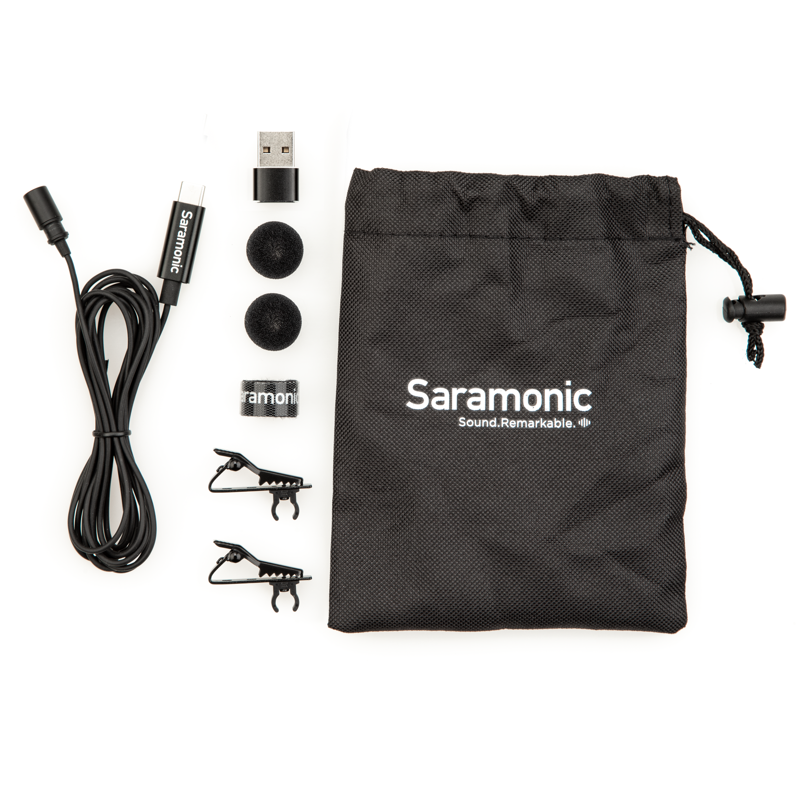 SARAMONIC LavMicro-U Lavalier Mic w/ 6.6' USB-C Cable & USB Adapter for iPhone 15, Android, iPad & Computers