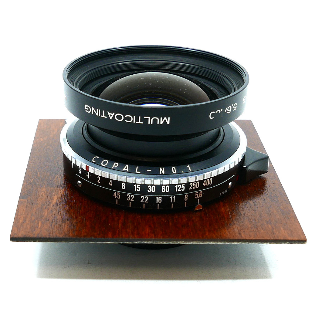 Schneider Symmar-S MC 180mm 5.6 lens w/4x4 wooden lens board (Used