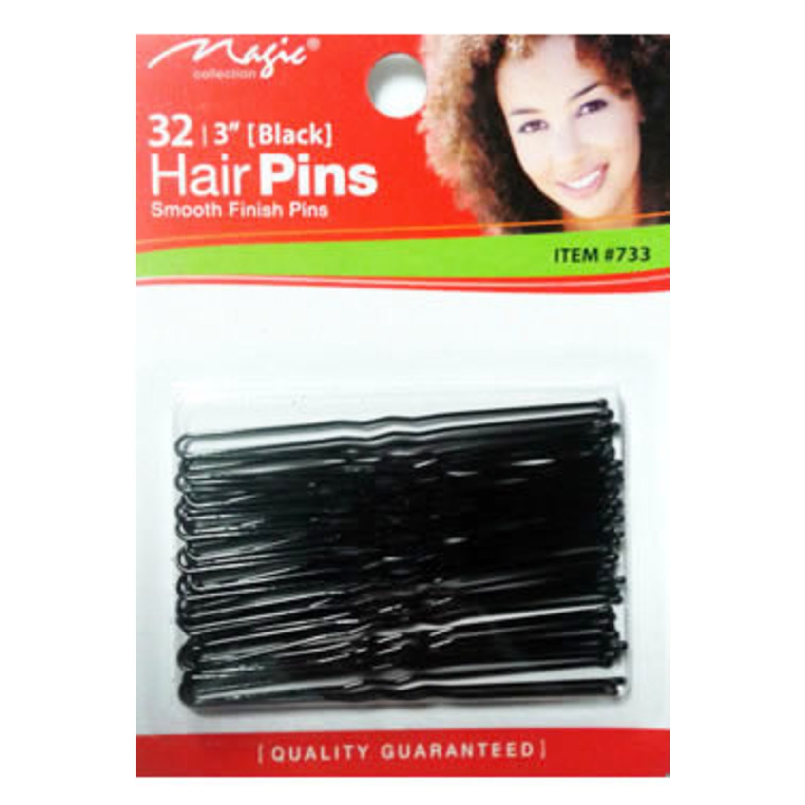 MAGIC COLLECTION MAGIC COLLECTION 3 INCH HAIR PINS - BLACK