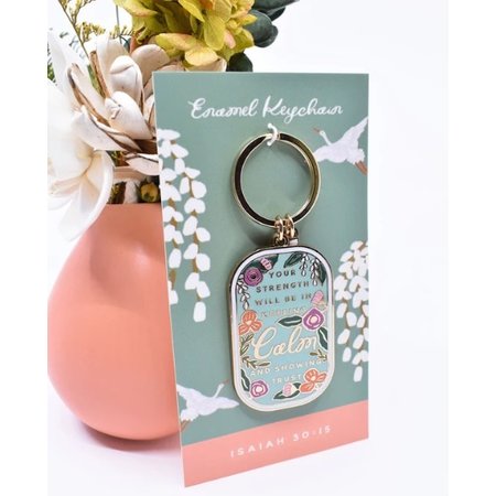 Happier To Give Keeping Calm Enamel Keychain